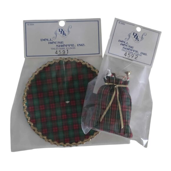 NWT Doll House Miniature Tree Skirt and Santa Bag - Picture 1 of 5